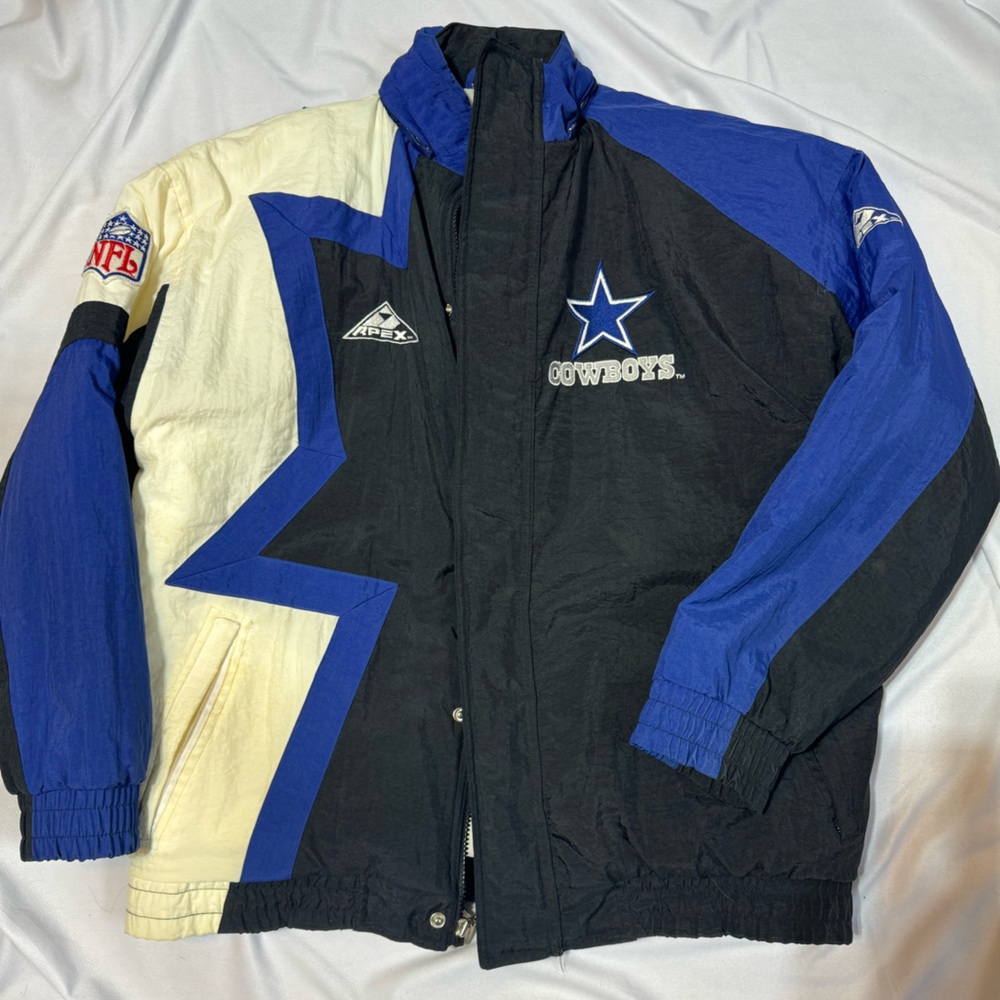 Pro Line Dallas Cowboys Apex One Puffer Jacket Size Medium Blue Vintage NFL